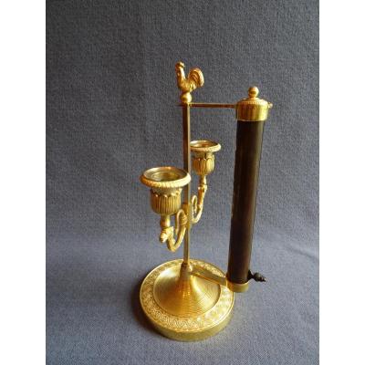 Candleholder In Engraved And Gilded Bronze