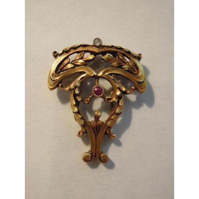 Scarf Passant Or Ring, Art Nouveau, In Solid Gold