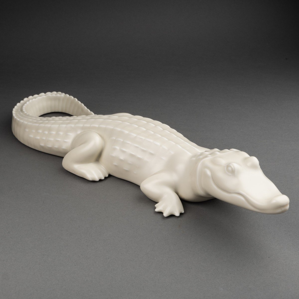 Armand Petersen: "caiman", Rare B&g Mat White Porcelain, Art Deco Period-photo-4