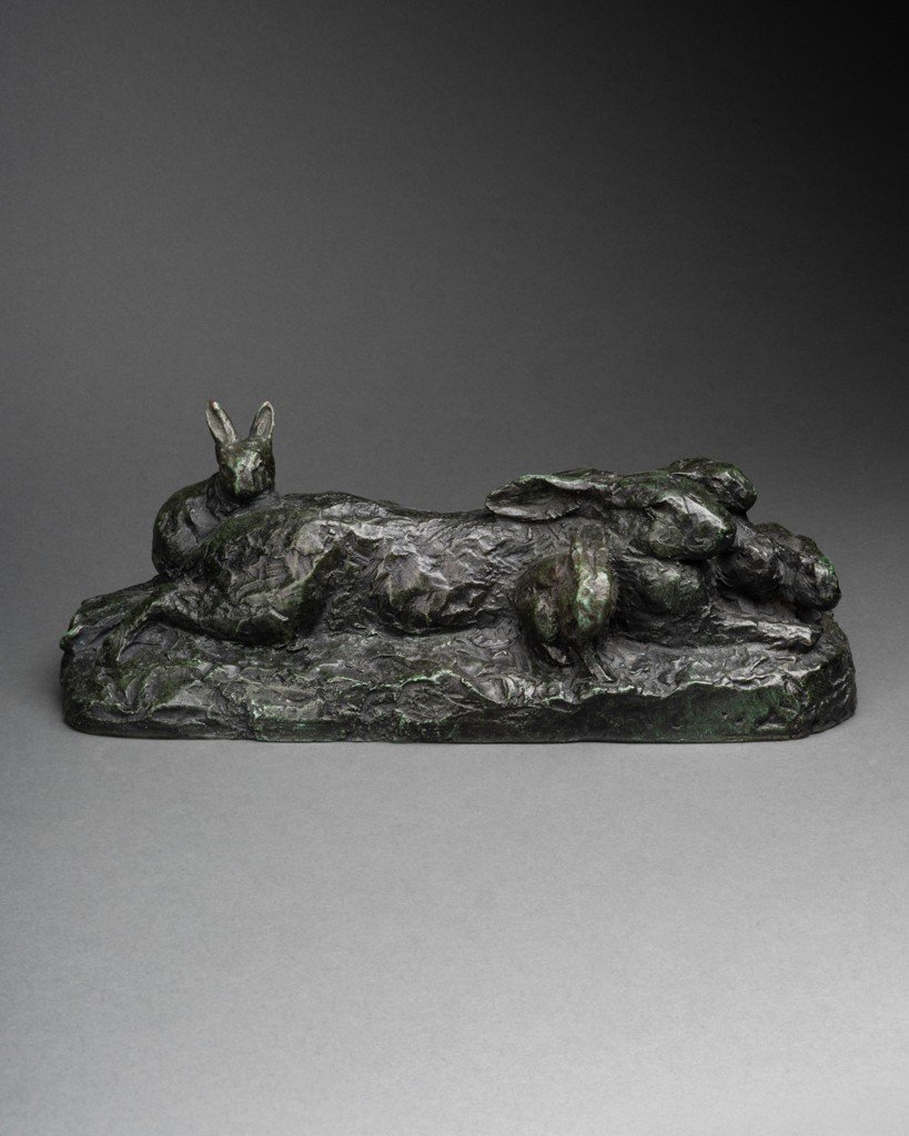 Pierre Robert Christophe (1880-1971) 'rabbit Family' Art Deco Bronze-photo-2