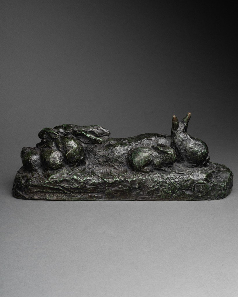 Pierre Robert Christophe (1880-1971) 'rabbit Family' Art Deco Bronze-photo-4