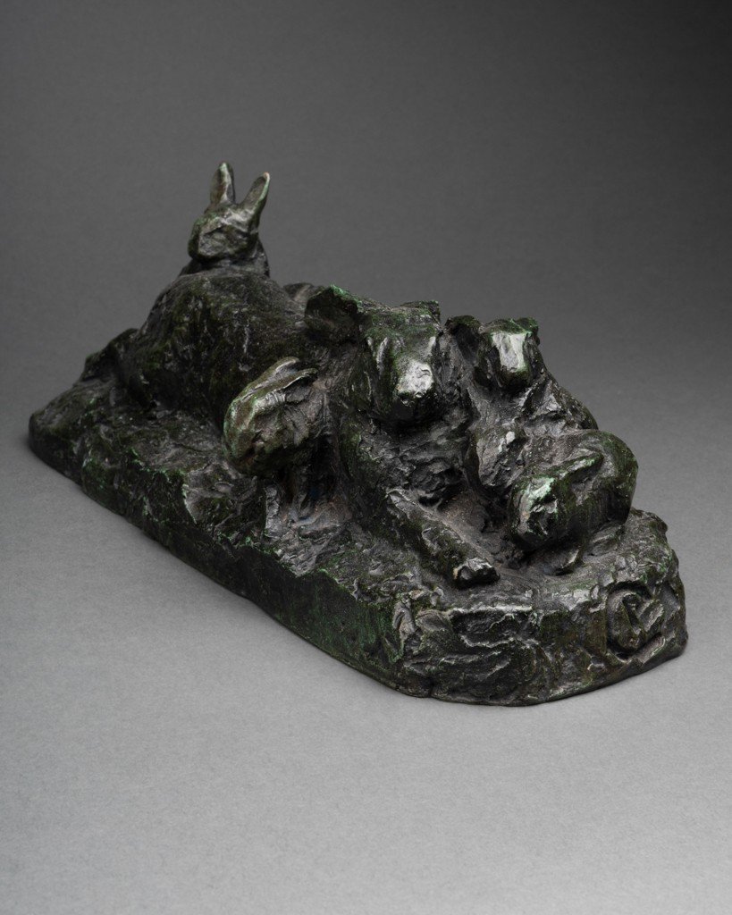 Pierre Robert Christophe (1880-1971) 'rabbit Family' Art Deco Bronze
