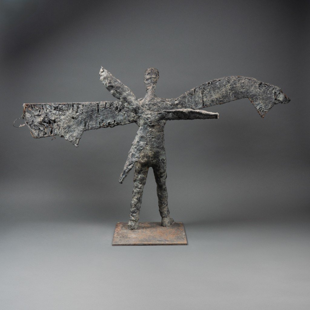 Icare : Sculpture En Fil De Fer Et Plâtre Patiné Dans Le Goût De Germaine Richier - Vers1980-photo-3