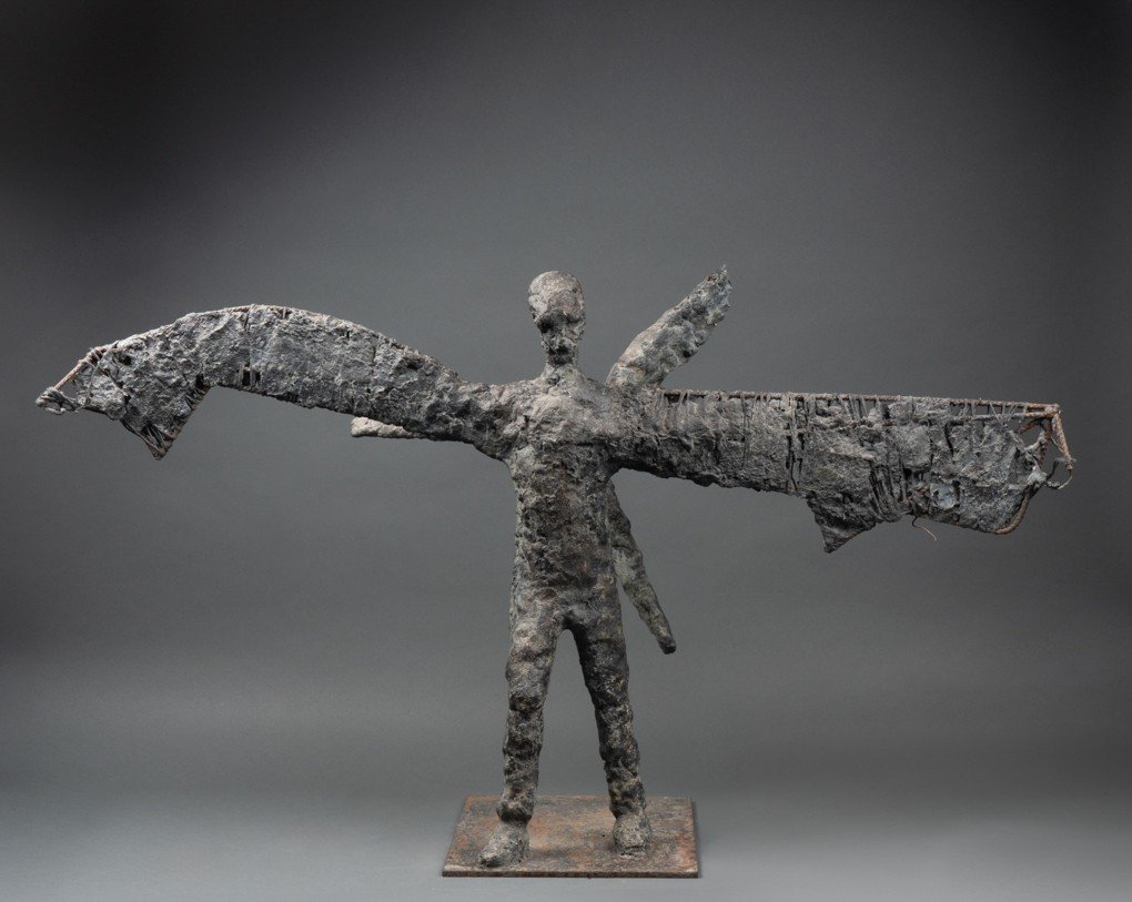 Icare : Sculpture En Fil De Fer Et Plâtre Patiné Dans Le Goût De Germaine Richier - Vers1980