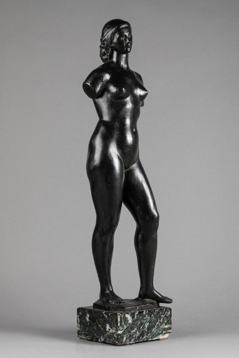 Enrique Monjo I Garriga (1895-1976) 'vénus à l'Antique' Bronze Dédicacé Et Daté-photo-6