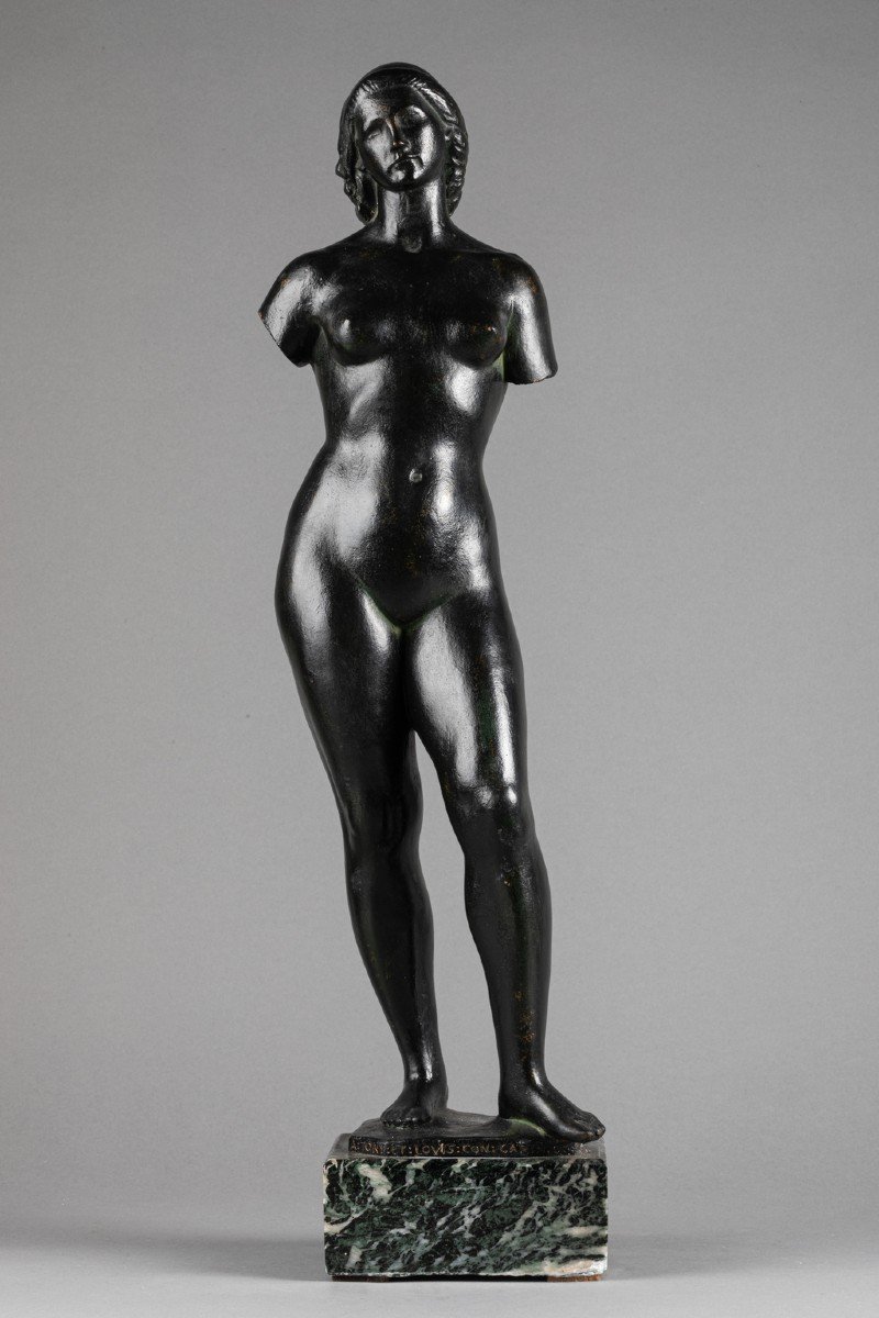 Enrique Monjo I Garriga (1895-1976) 'vénus à l'Antique' Bronze Dédicacé Et Daté