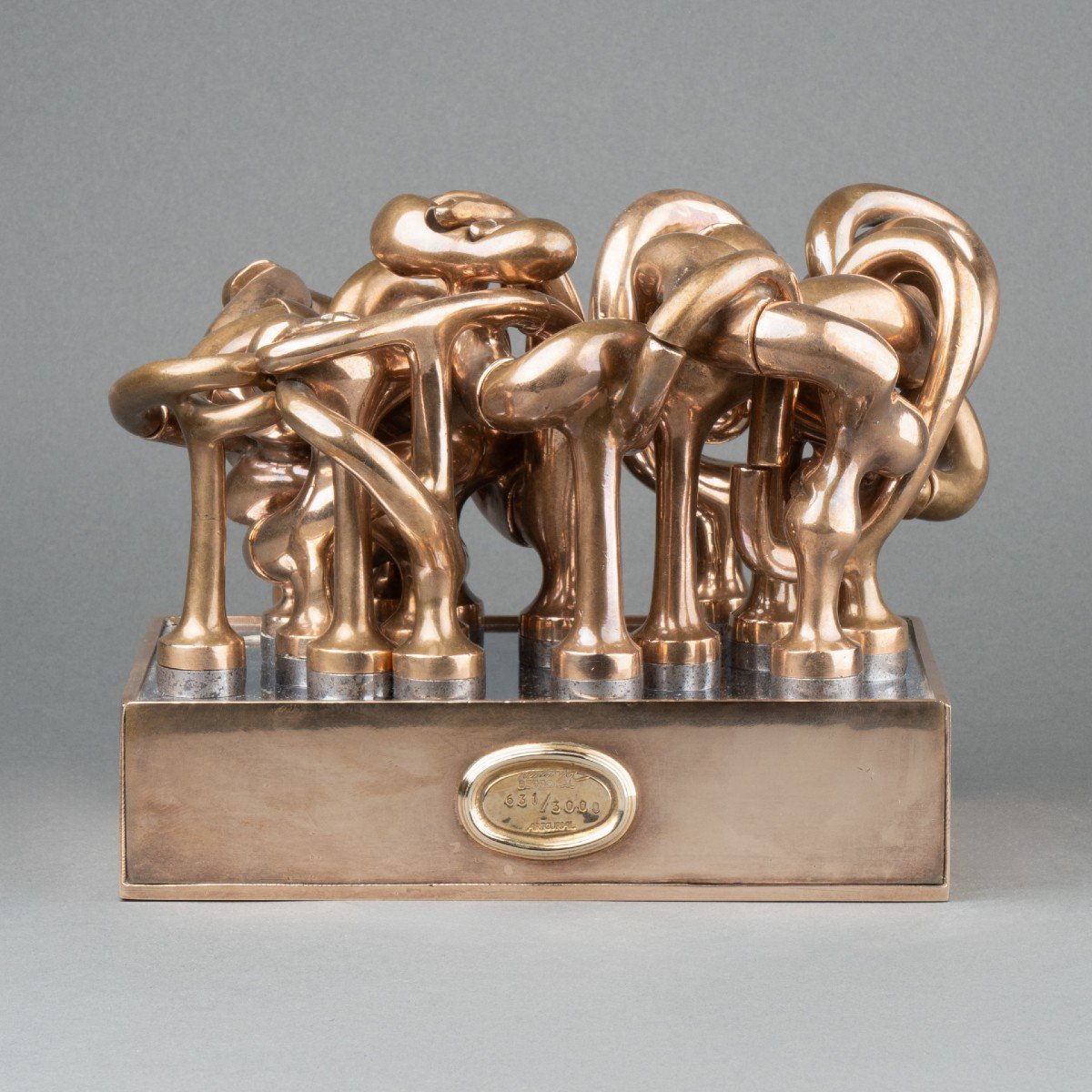 Miguel Berrocal (1933-2006) 'homage To Picasso' Polished Bronze Puzzle Sculpture.-photo-2