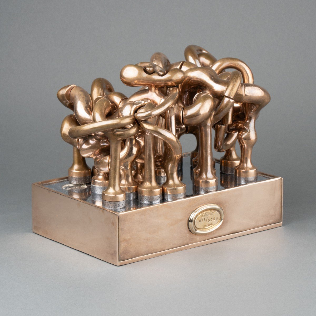 Miguel Berrocal (1933-2006) 'homage To Picasso' Polished Bronze Puzzle Sculpture.-photo-3