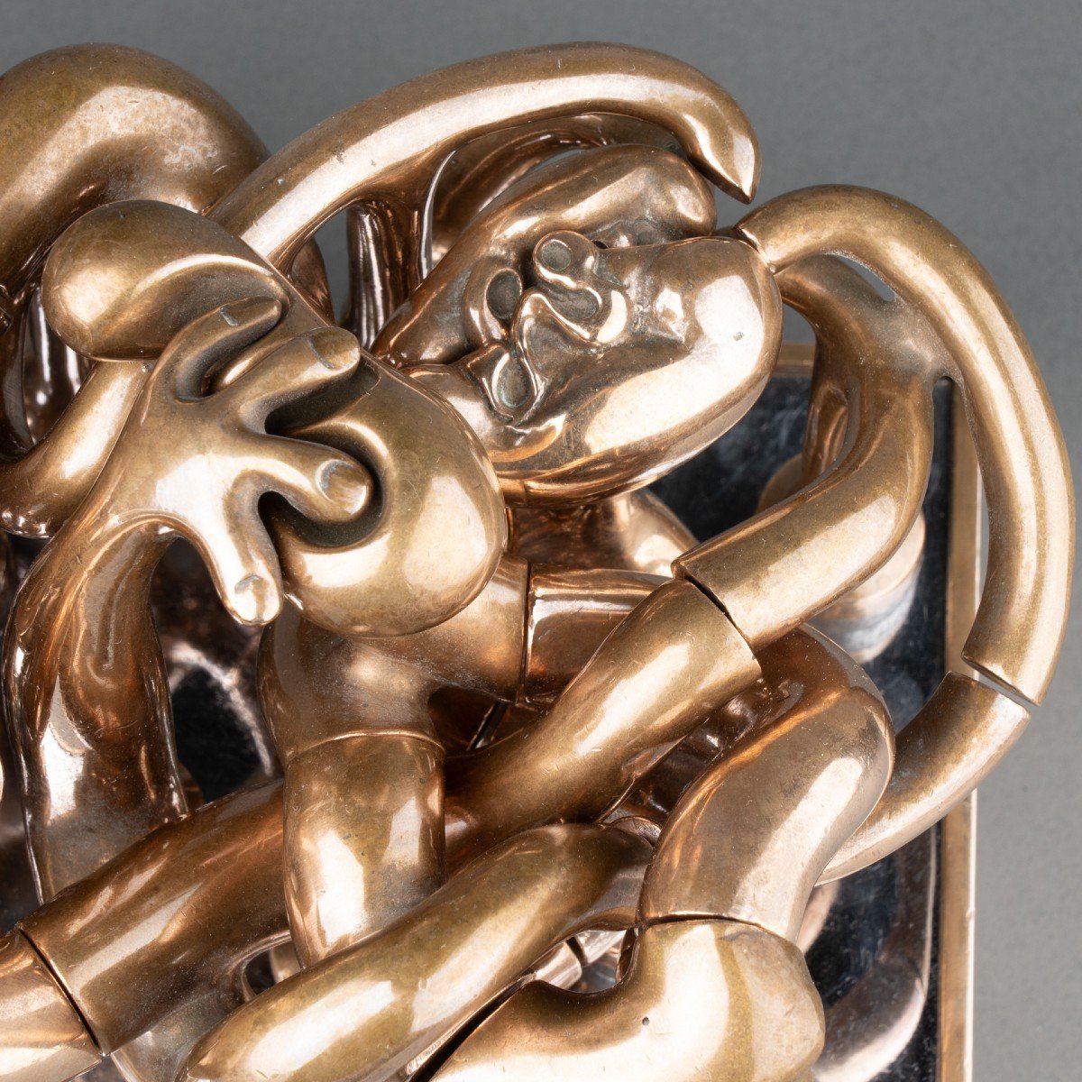 Miguel Berrocal (1933-2006) 'homage To Picasso' Polished Bronze Puzzle Sculpture.-photo-4