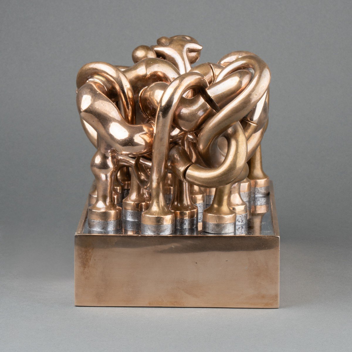 Miguel Berrocal (1933-2006) 'homage To Picasso' Polished Bronze Puzzle Sculpture.-photo-7