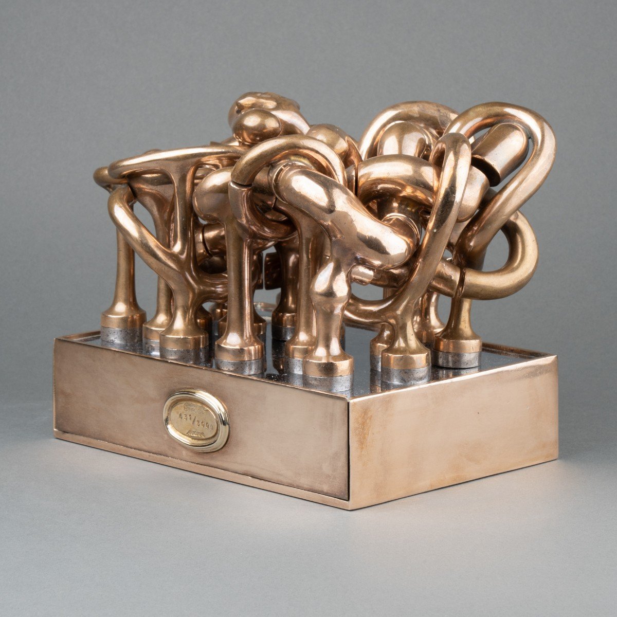 Miguel Berrocal (1933-2006) 'homage To Picasso' Polished Bronze Puzzle Sculpture.-photo-8