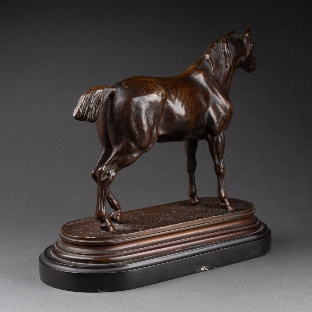 Jules Moigniez: Arabian Horse, Patinated Bronze Sculpture - Circa 1880-photo-2