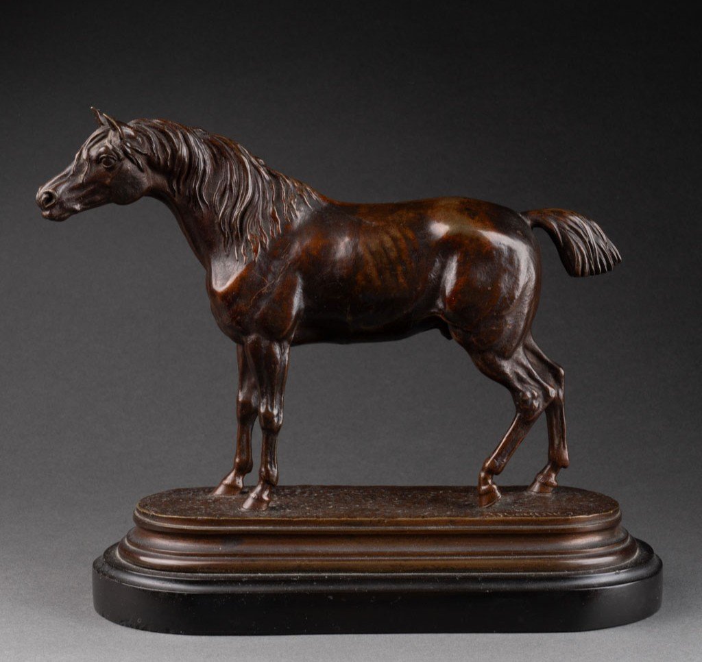 Jules Moigniez: Arabian Horse, Patinated Bronze Sculpture - Circa 1880