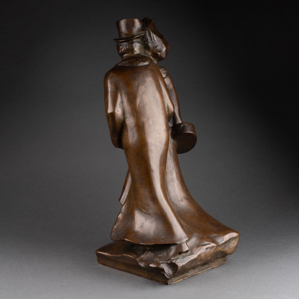 Jean Mich (1987-1932, Luxembourg): "the Elegants", Bronze Sculpture With Brown Patina, C. 1925-photo-2