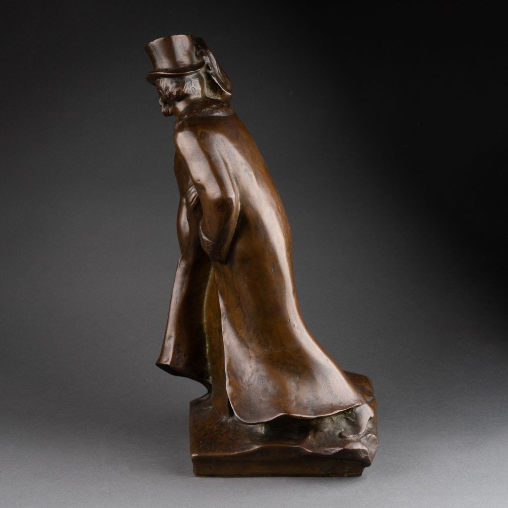 Jean Mich (1987-1932, Luxembourg): "the Elegants", Bronze Sculpture With Brown Patina, C. 1925-photo-3