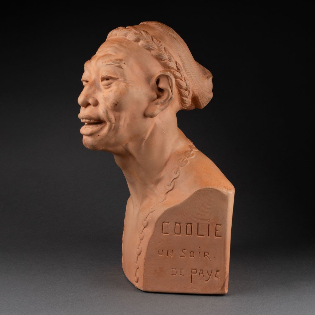 Jean Mich: "coolie On A Payday Evening", Patinated Terracotta, Susse Edition Circa 1920-photo-2