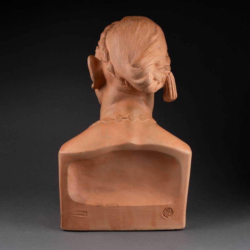 Jean Mich: "coolie On A Payday Evening", Patinated Terracotta, Susse Edition Circa 1920-photo-4