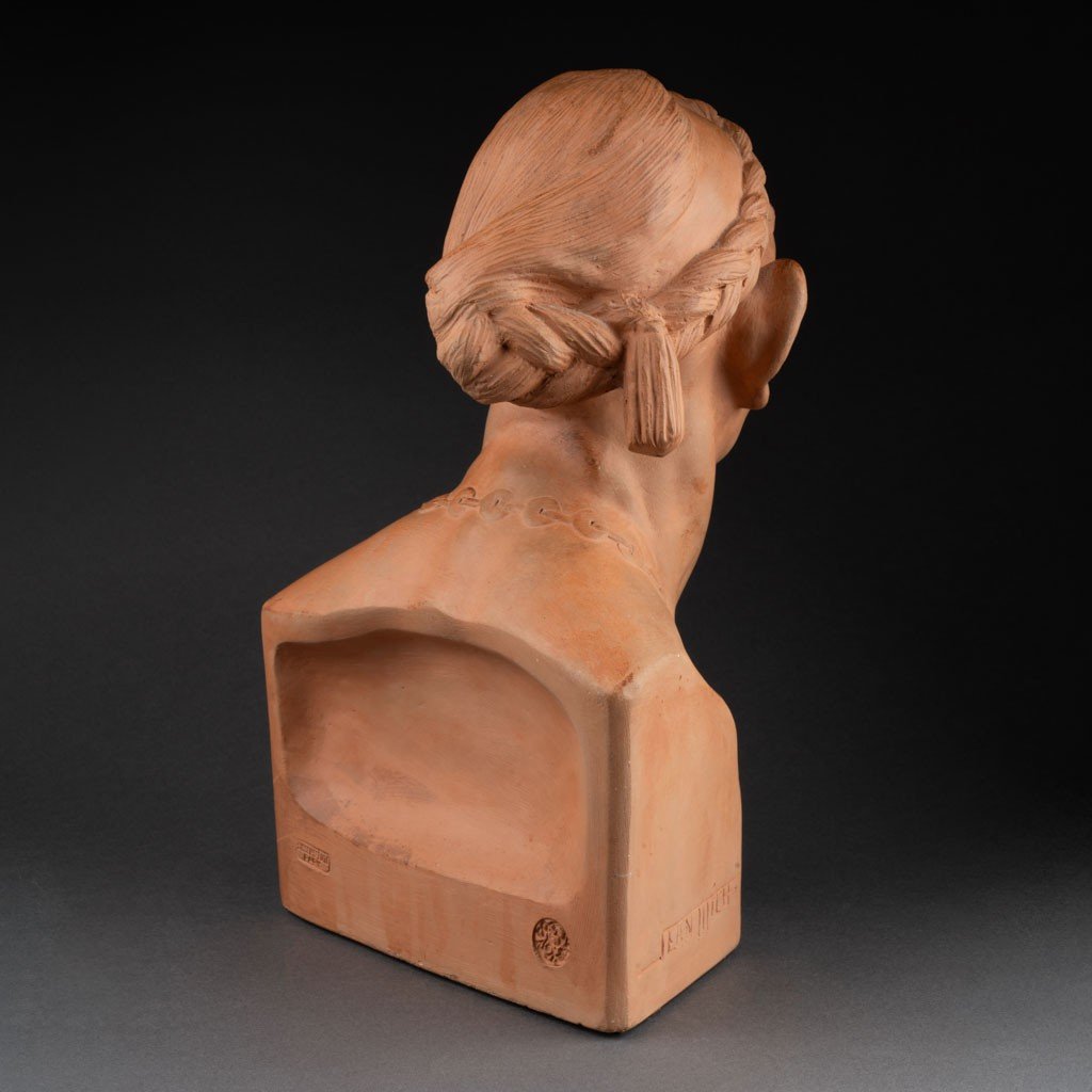 Jean Mich: "coolie On A Payday Evening", Patinated Terracotta, Susse Edition Circa 1920-photo-1