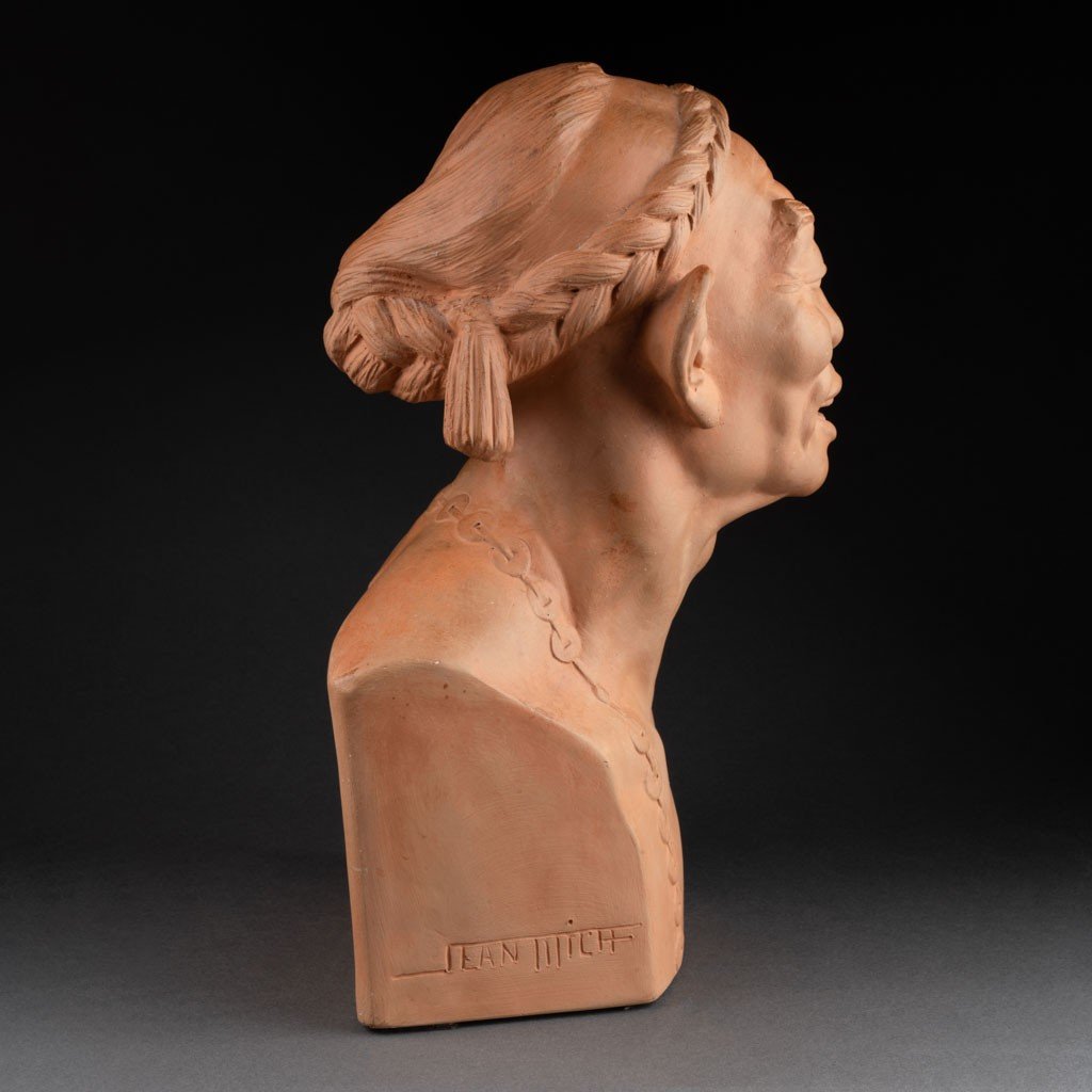 Jean Mich: "coolie On A Payday Evening", Patinated Terracotta, Susse Edition Circa 1920-photo-2