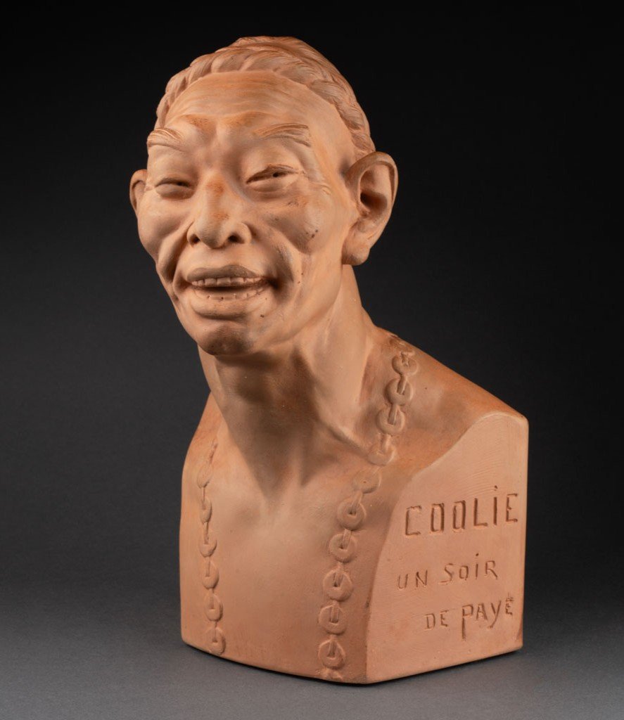 Jean Mich: "coolie On A Payday Evening", Patinated Terracotta, Susse Edition Circa 1920