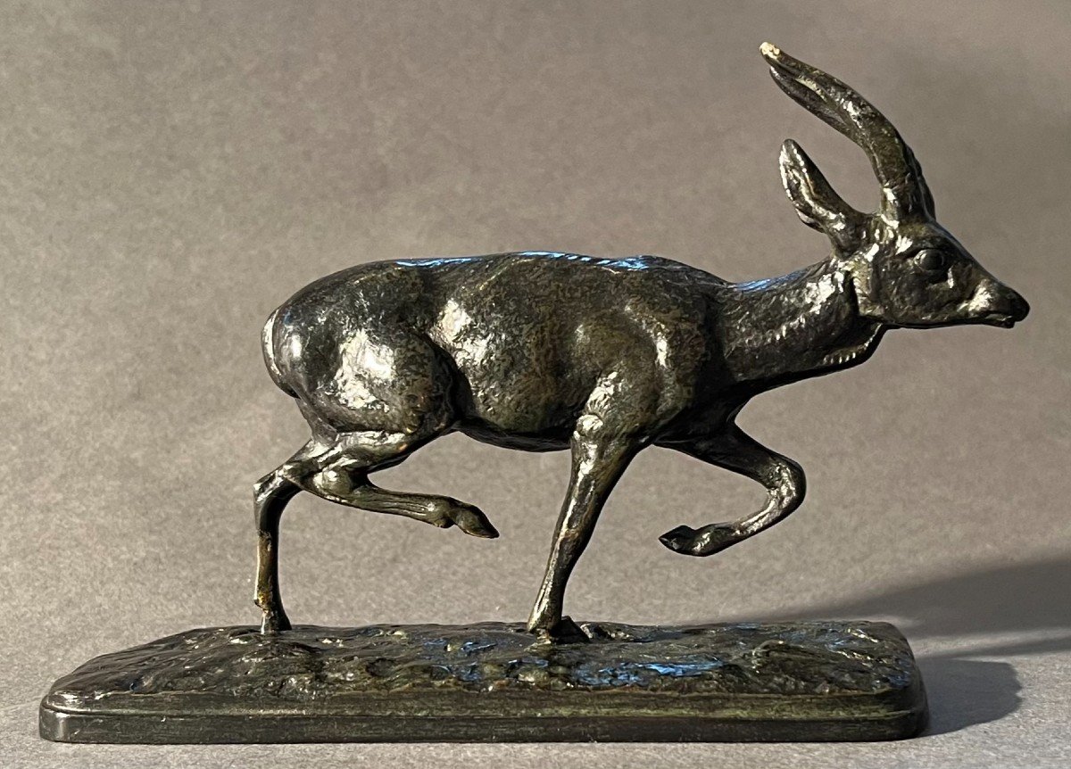 Antoine Louis Barye: (small) Gazelle, Patinated Bronze Sculpture, Unpublished - Late 19th Century