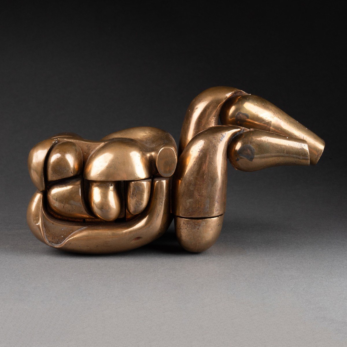 Miguel Berrocal (1933-2006) 'maria De La O' Sculpture Puzzle En Bronze Poli.-photo-1