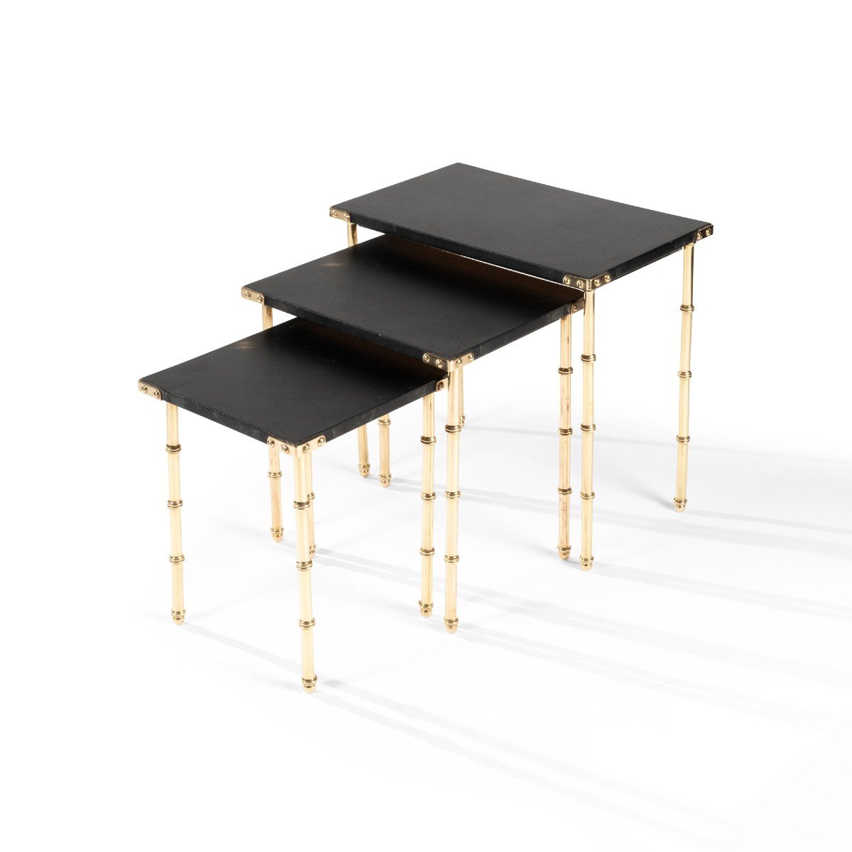 Jacques Adnet: Complete Set Of 3 Nesting Tables Circa 1950