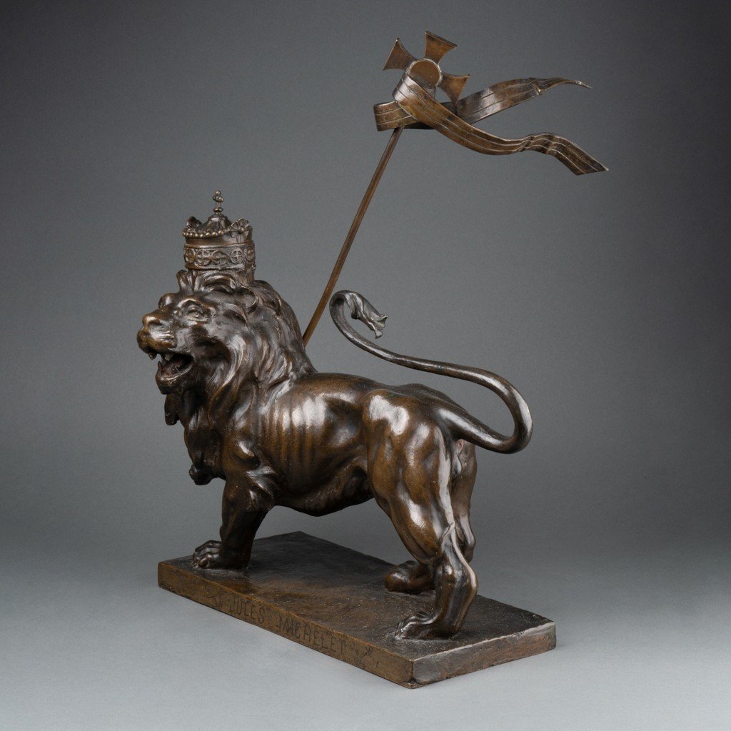 Georges Gardet: "Lion de Judah", Sculpture en bronze patiné, dédicacé Au Jules Michelet - XXè s-photo-4