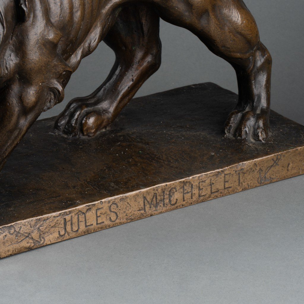 Georges Gardet: "Lion de Judah", Sculpture en bronze patiné, dédicacé Au Jules Michelet - XXè s-photo-7