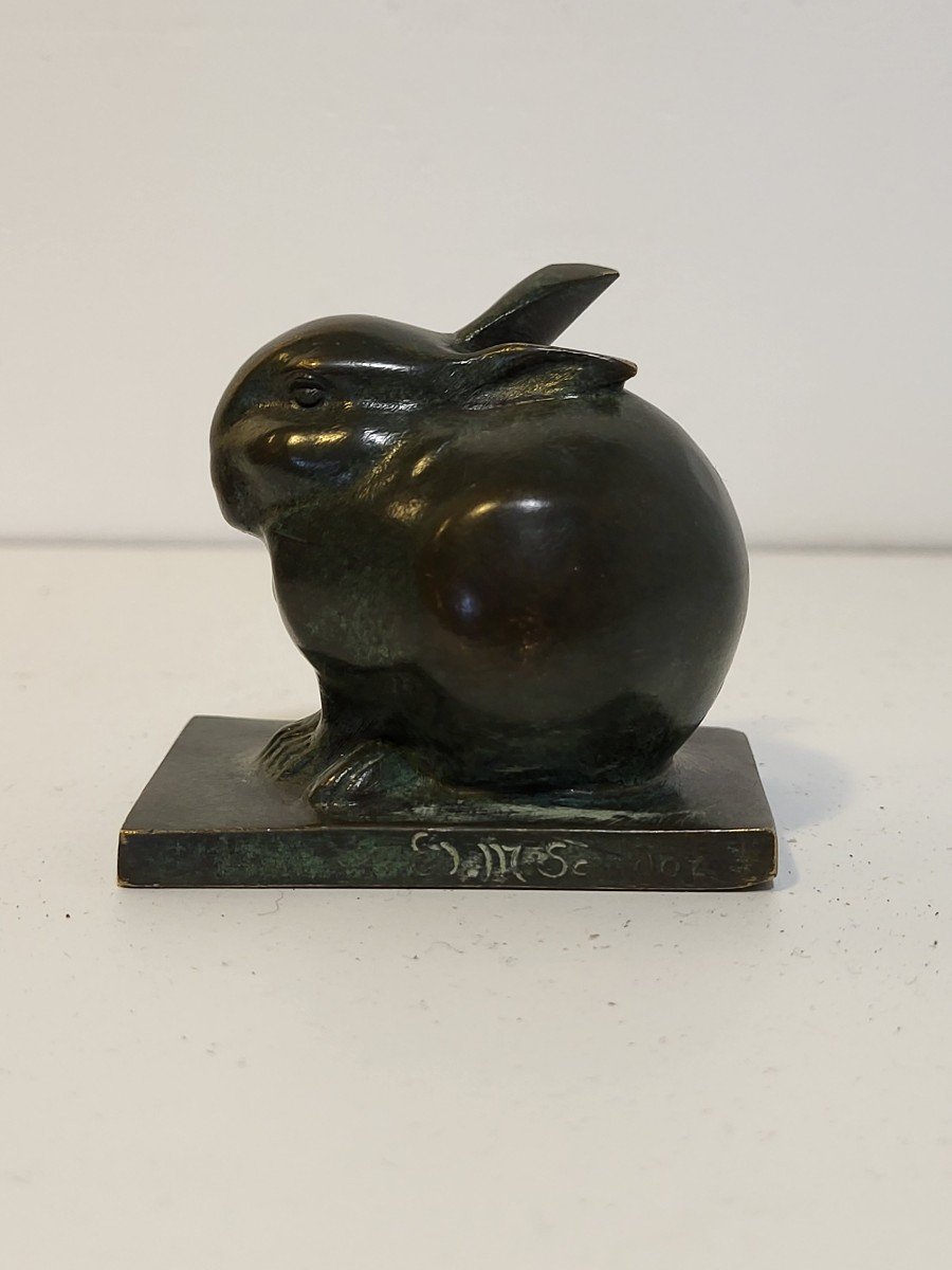 Edouard Marcel Sandoz (1881-1971) Rabbit Jewel Bronze Art Deco. Foundry Susse Frères-photo-1