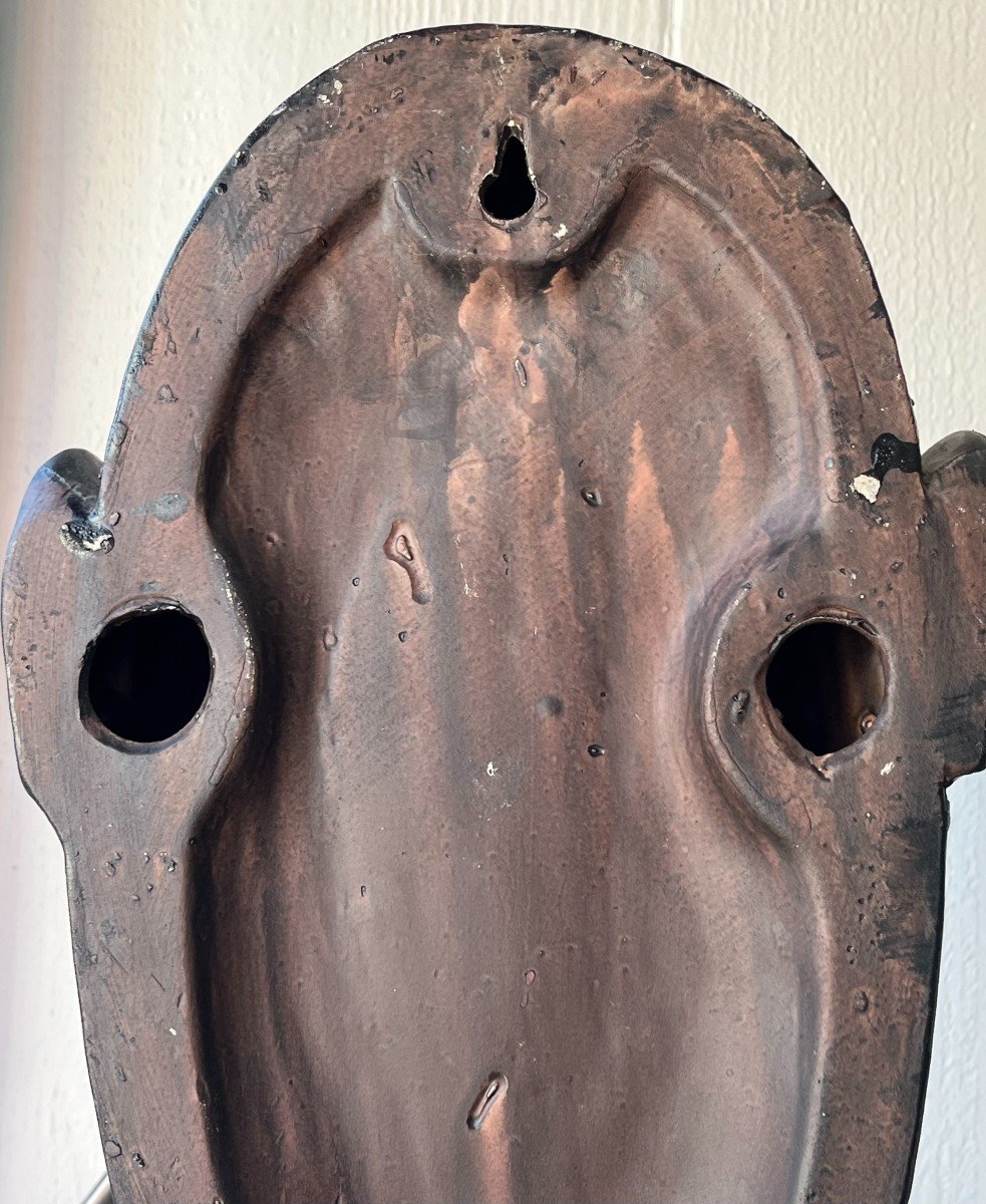 Black Glazed Ceramic Tribal Mask - Circa 1970-photo-2