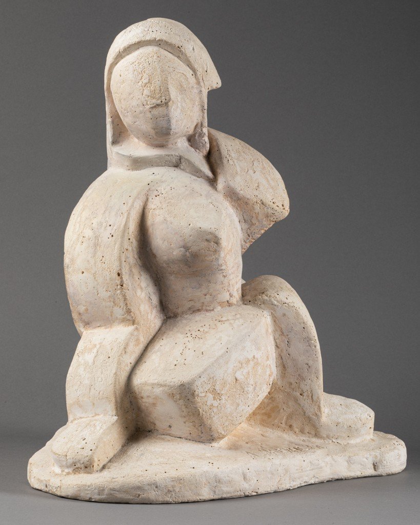 Anton Michajlovic Lavinskij (1893-1968): Cubist Woman, Original Plaster - Russia, Circa 1920-30-photo-2