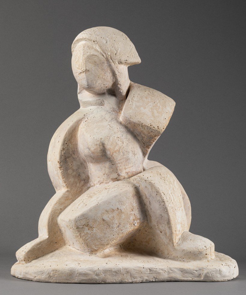 Anton Michajlovic Lavinskij (1893-1968): Cubist Woman, Original Plaster - Russia, Circa 1920-30