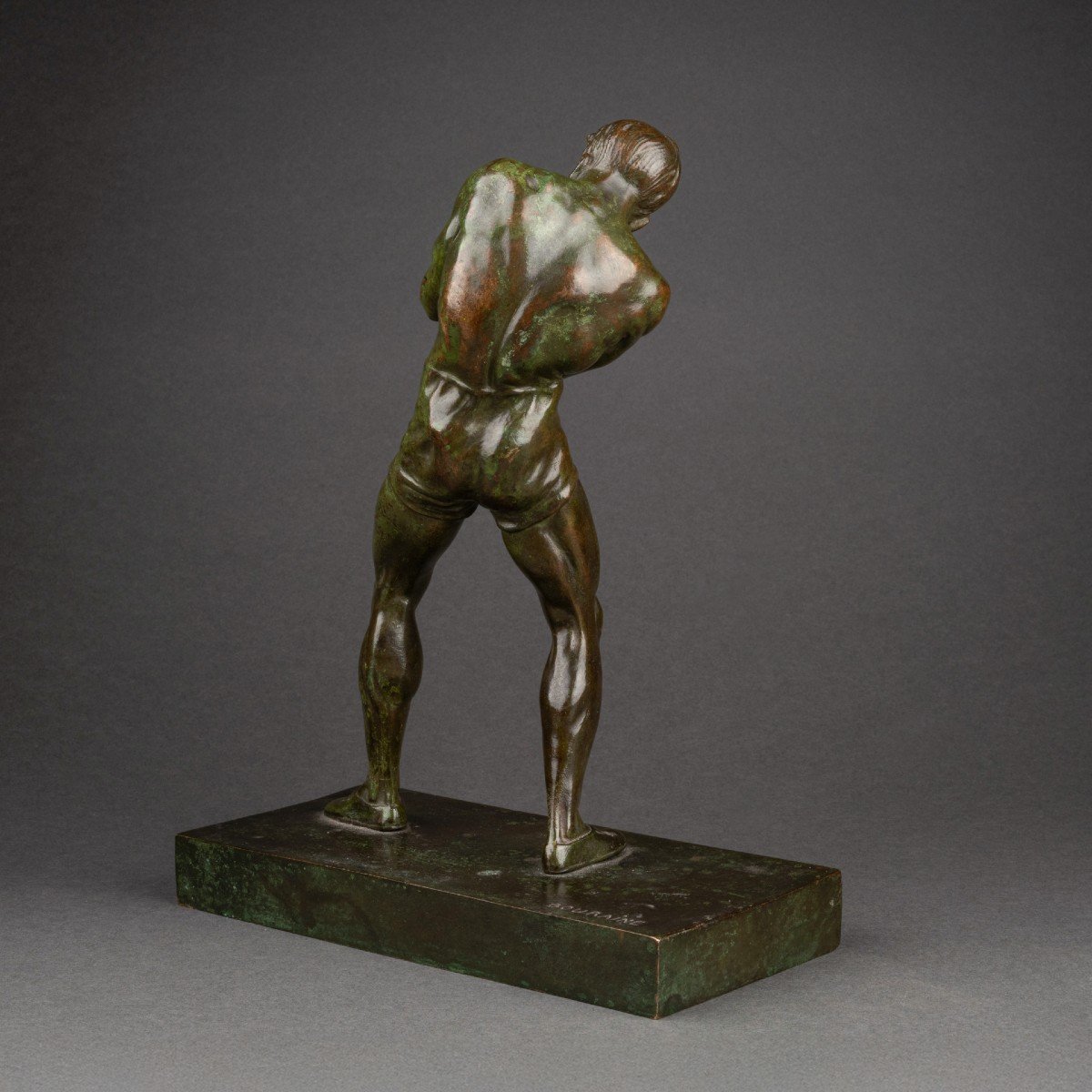 Marcel Bouraine (1886-1948) 'boxeur En Garde' Bronze Art Déco.-photo-5