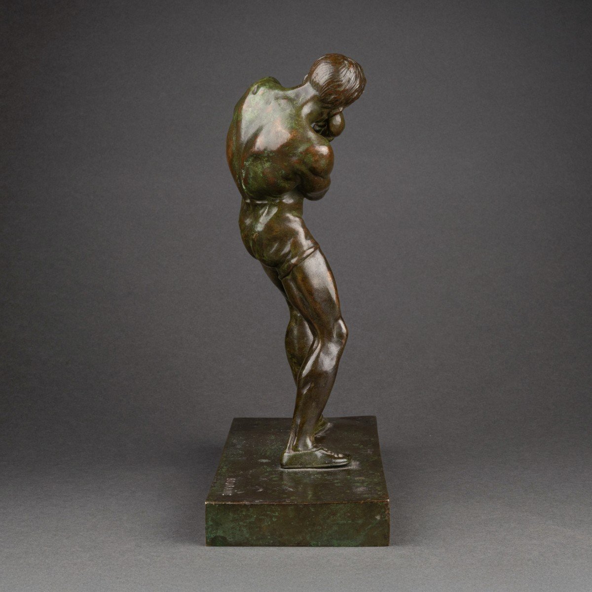 Marcel Bouraine (1886-1948) 'boxeur En Garde' Bronze Art Déco.-photo-6