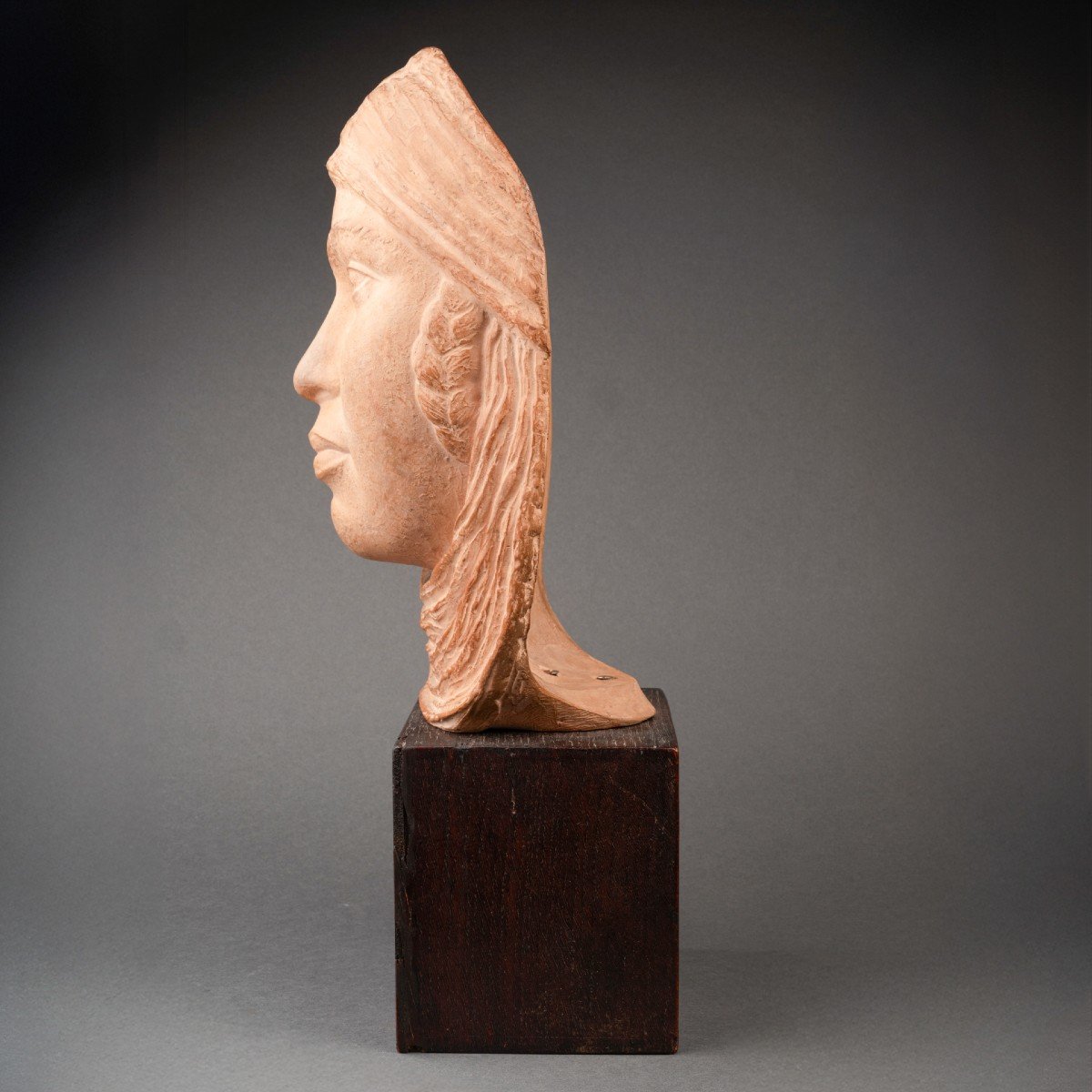  Lucien Gibert (1904-1988) Oriental Woman's Head Terracotta Print-photo-3