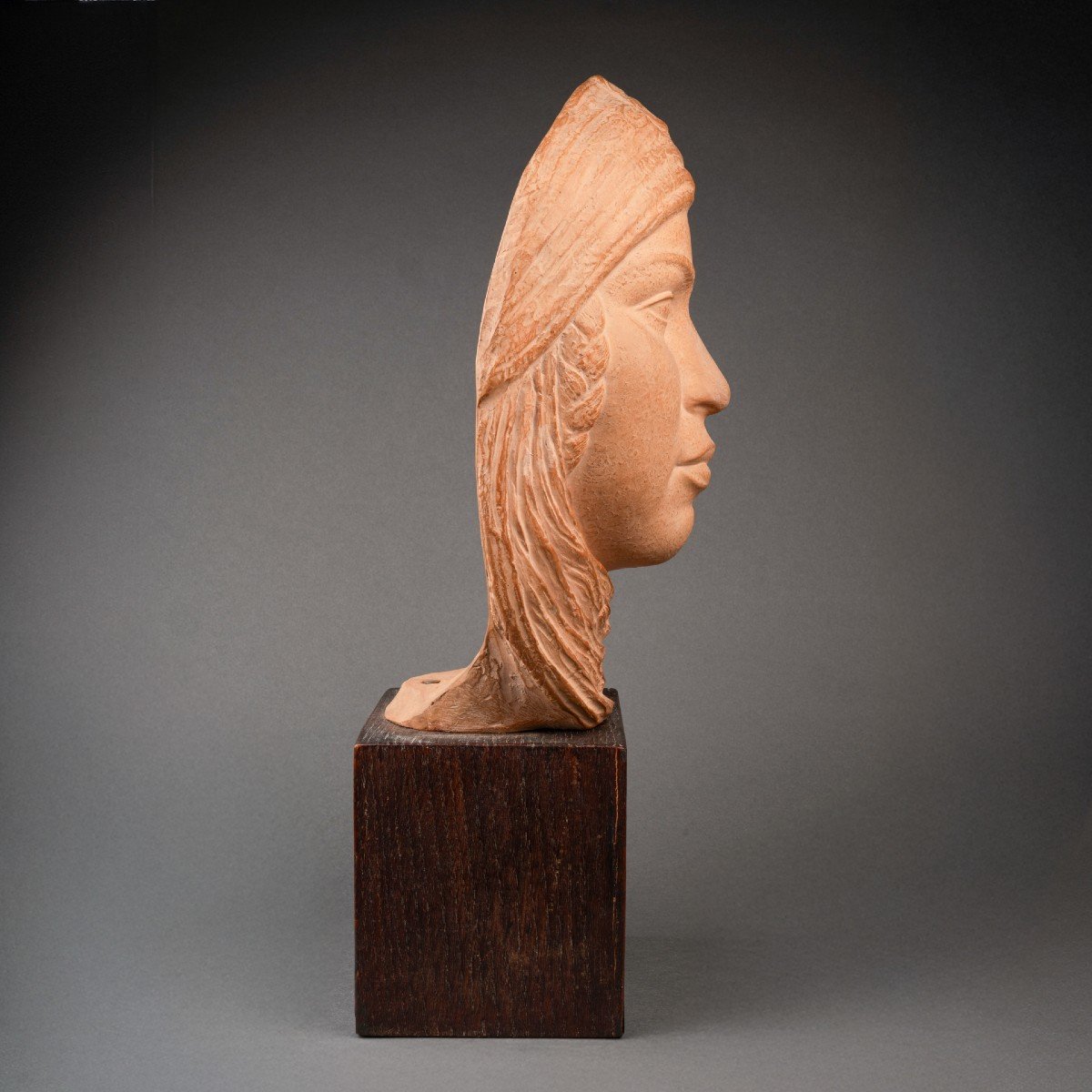  Lucien Gibert (1904-1988) Oriental Woman's Head Terracotta Print-photo-4