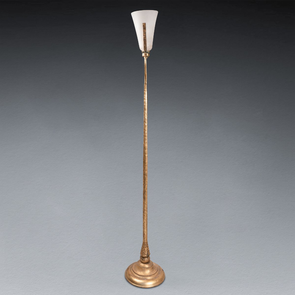 Giovanni Banci : Old Gilt Bronze Floor Lamp  With Glass Shade - 1950/70 -photo-5