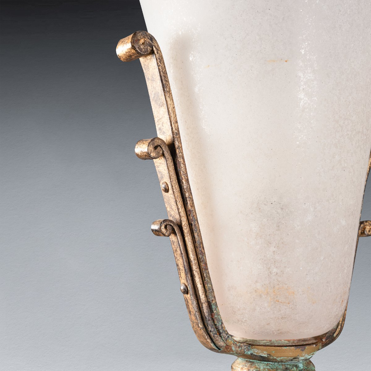 Giovanni Banci : Old Gilt Bronze Floor Lamp  With Glass Shade - 1950/70 -photo-7