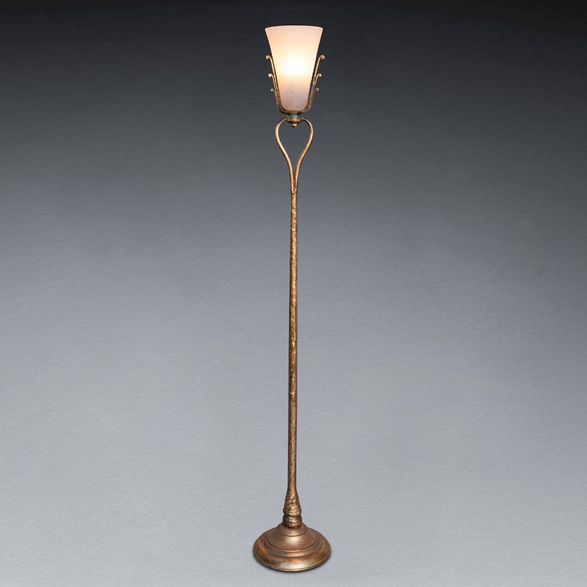 Giovanni Banci : Old Gilt Bronze Floor Lamp  With Glass Shade - 1950/70 