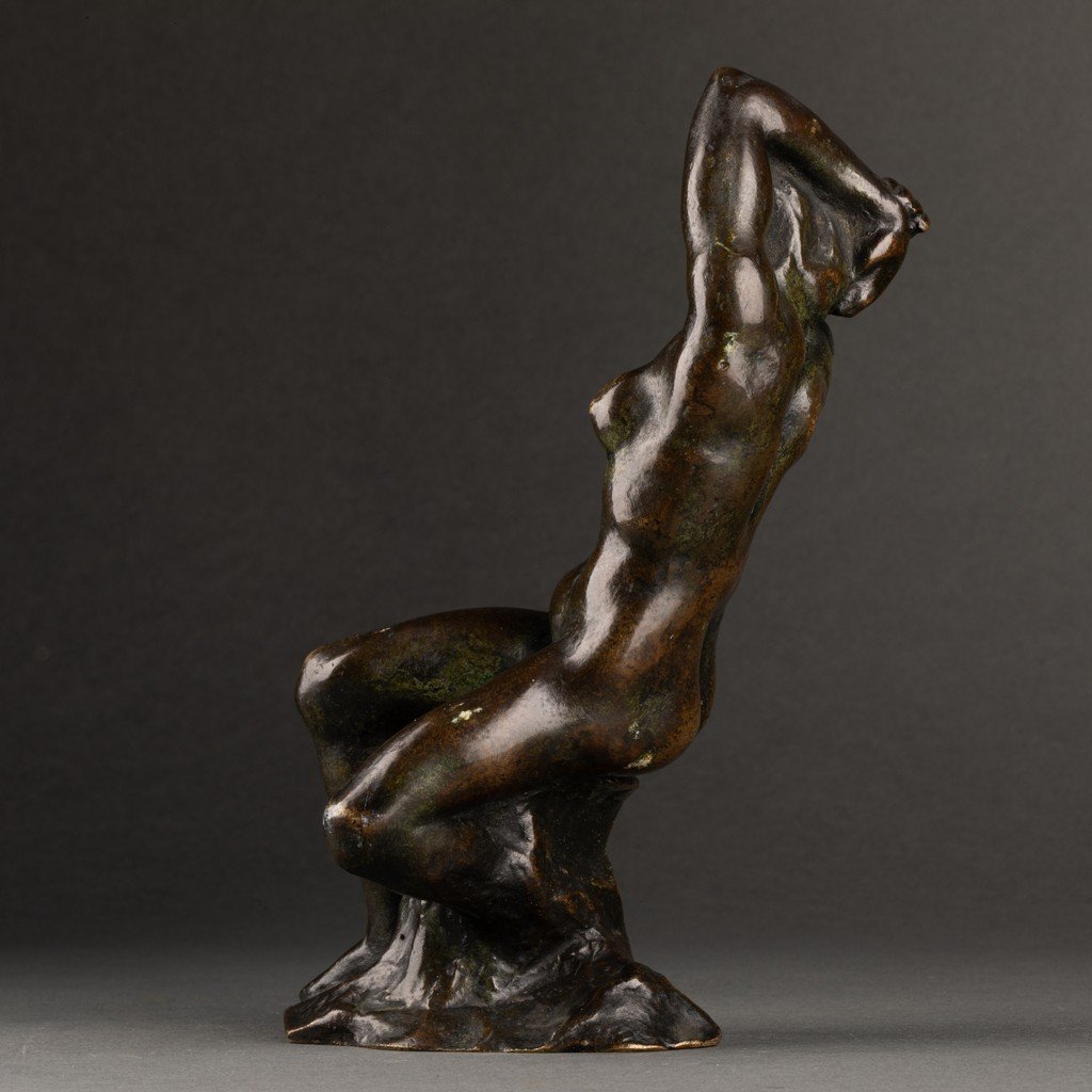 Léon-ernest Drivier (1878-1951) 'la Baigneuse' - Bronze Art Déco-photo-3