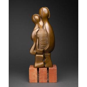 David Erevantzi (1940-/ Arménie, France) : Maternité, Sculpture Originale - Bronze vers 1980-85