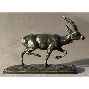 Antoine Louis Barye: (small) Gazelle, Patinated Bronze Sculpture, Unpublished - Late 19th Century