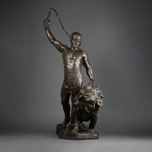 Jean Verschneider (1872-1943) The Tamer. Large Art Deco Bronze