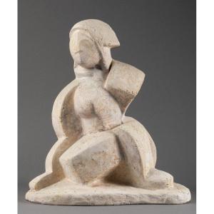 Anton Michajlovic Lavinskij (1893-1968) : Femme Cubiste, Plâtre Original - Russie, Vers 1920-30