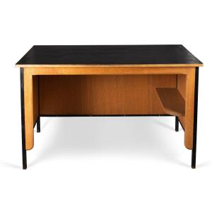 Jean Prouvé: "supervisor" Desk Wood, Metal And Black Melamine - Circa 1950