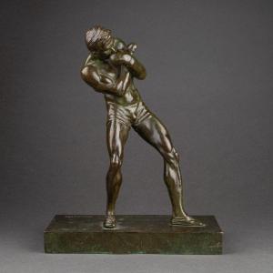 Marcel Bouraine (1886-1948) 'boxeur En Garde' Bronze Art Déco.