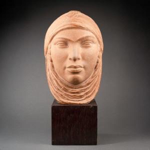  Lucien Gibert (1904-1988) Tete De Femme Orientale Epreuve En Terre Cuite