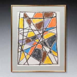 Emile Gilioli (1911-1977) Composition Abstraite, Pastel. Vers 1960.