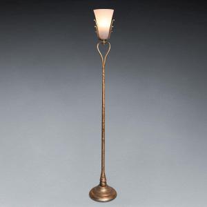 Giovanni Banci : Old Gilt Bronze Floor Lamp  With Glass Shade - 1950/70 